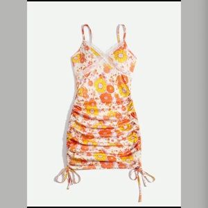 Drawstring ruched dress